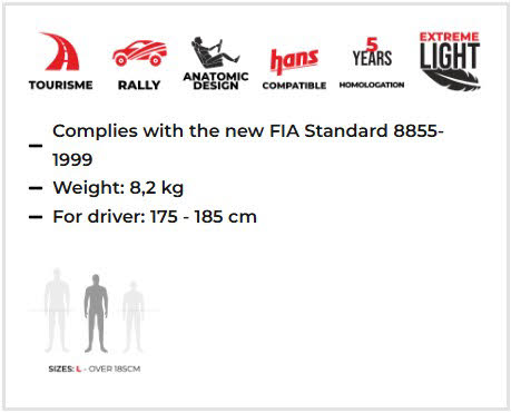 kenmerken Extreme S2 FIA Kuipstoel